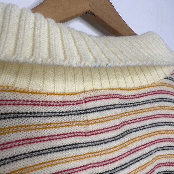 Vintage 70s Montgomery Ward Striped Cardigan Sweater Acrylic Knit Retro Boho M - Picture 8 of 10